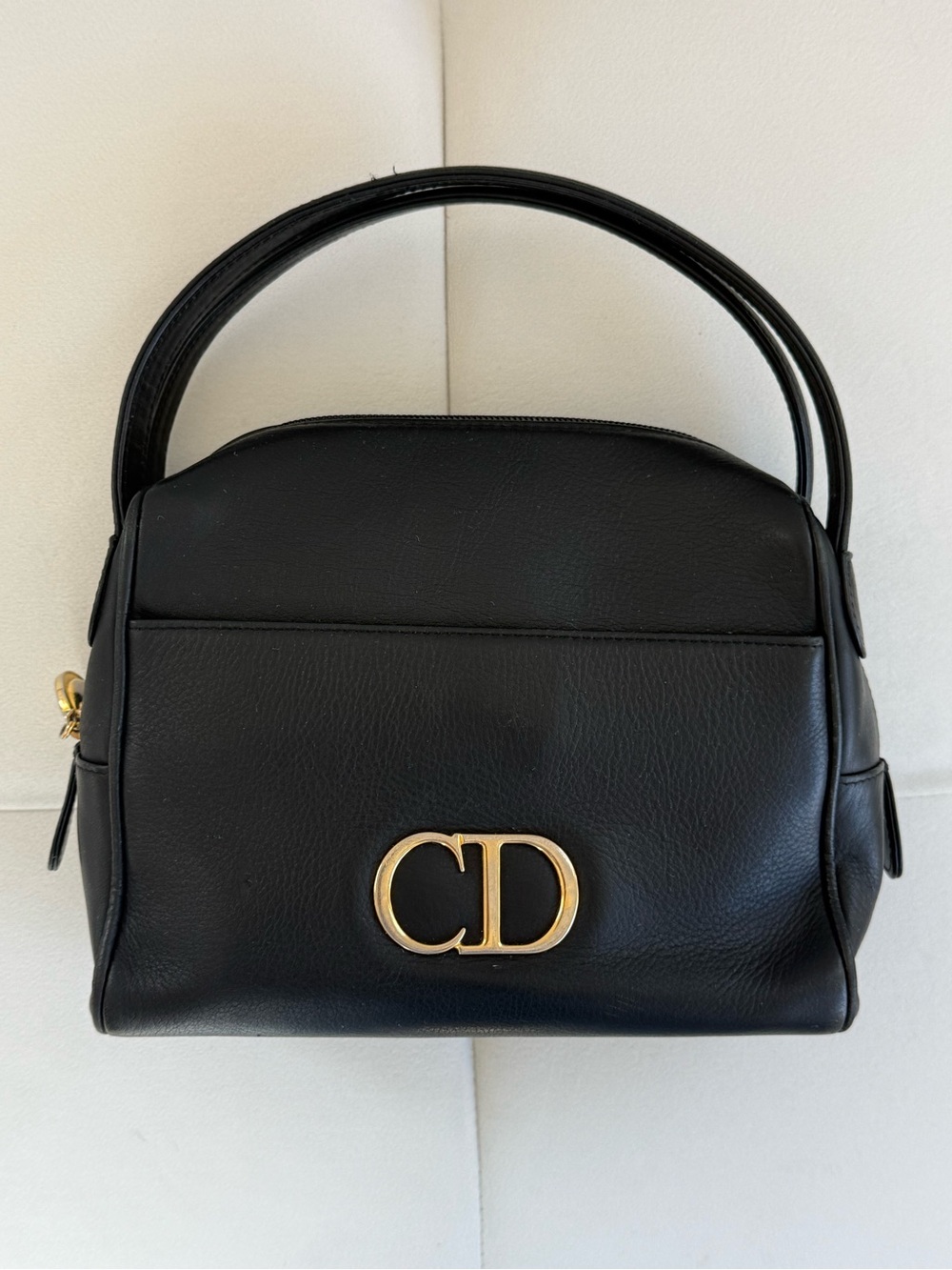 Christian Dior Leather CD logo Handbag black WS21832